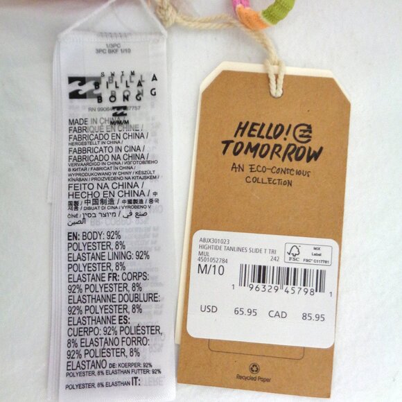 BILLABONG Bikini Set Top & Bottom Stripe NWT size Medium - Picture 4 of 8